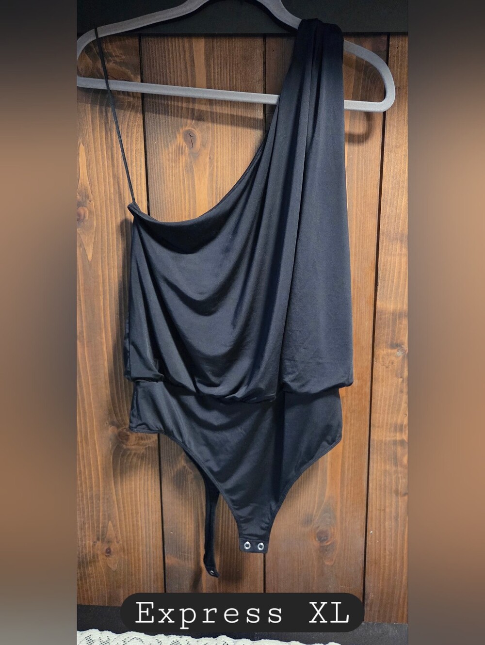 Express Black One-Shoulder Draped Bodysuit